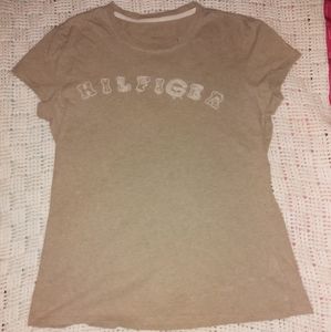 Light brown womens Tommy Hilfiger crew neck top.